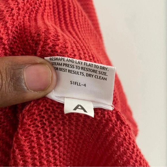 EILEEN FISHER FINE GAUGE LINEN LINKS ORANGE CORAL CARDIGAN XS - Picture 4 of 4